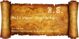 Mellinger Boglárka névjegykártya